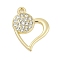 Rack Plating Alloy Micro Pave Rhinestone Pendants, Heart, Golden, 22x17x2.5mm, Hole: 1.8mm
