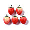 Opaque Resin Pendants, with Platinum Tone Iron Loop, Strawberry, Red, 23~24x16mm, Hole: 2mm