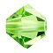 Preciosa® Crystal Beads, Czech Crystal, Bicone(451 69 302 Rondelle), 50520 Peridot, 4mm, Hole: 0.8mm