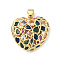 Brass Micro Pave Cubic Zirconia Pendants, Long-Lasting Plated, Real 18K Gold Plated, Cadmium Free & Lead Free, Heart, Colorful, 25.5x24.5x7mm, Hole: 4.5x4mm