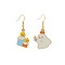 Halloween Alloy Enamel Dangle Earrings, Golden, Ghost, 42x15mm & 43x22mm