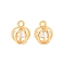 Brass Charms, with Glass,  Lead Free & Cadmium Free, Crown, Real 24K Gold Plated, 10x7.5x7.5mm, Hole: 1.2mm