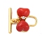 Resin Toggle Clasps, with Brass Micro Pave Clear Cubic Zirconia Findings, Bowknot, Real 18K Gold Plated, o clasps: 10x12x4.5mm, bar: 12.5x3.5x1.5mm, Hole: 1mm