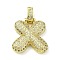 Brass Micro Pave Clear Cubic Zirconia Pendants, Real 18K Gold Plated, Letter X, 28.5mm, Hole: 4.8x3.5mm, Pendant: 22.5x21x5.5mm