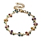 304 Stainless Steel Glitter Cherry Link Bracelets for Women, Golden, Colorful, 6-3/8 inch(16.2cm)