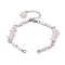 Handmade Seed Beads with Natural Rose Quartz Bracelet Making, with 304 Stainless Steel Ends Chains, 7 inch(17.9cm)