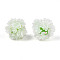 Resin Beads, Round with Flower, with Polymer Clay & Rhinestone, Honeydew, 22~26mm, Hole: 2~2.5mm
