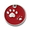 304 Stainless Steel Pendants, with Enamel, Flat Roun with Paw Print Charm, Dark Red, 15x1.5mm, Hole: 1.6mm