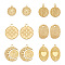 12Pcs 6 Styles Ion Plating(IP) 316L Surgical Stainless Steel Pendants, Textured, Moon with Flat Round & Star, Real 18K Gold Plated, 14~20x12~16.5x1.5mm, Hole: 1.2~1.8mm, 2pcs/style
