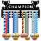 Sports Theme Iron Medal Hanger Holder Display Wall Rack, 3-Line, with Screws, Trophy, 130x290mm, Hole: 5mm