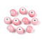 Handmade Porcelain Beads, Rondelle, Fancy Antique Glazed Porcelain, Pink, 8.2~9x7~7.5mm, Hole: 2.5~3mm