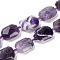 Natural Flower Amethyst Beads Strands, Faceted, Rectangle, with Seed Beads, 21~22x15~17x7~8mm, Hole: 1mm, about 16~20pcs/strand, 15.35~15.75''(39~40cm)
