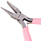 SUNNYCLUE 4.5 Inch 3-Step Wire Ring Looping Pliers Mini Precision Round Flat Nose Combination Pliers Tools for DIY Jewelry Making Pink