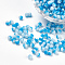 Spray Painted Resin Beads, Round, Two Tone, White and Deep Sky Blue, 4.5x4mm, Hole: 1mm