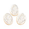 Religion Natural Sea Shell Cabochons, Oval with Engrave Virgin Mary, White, 19x14.5x2~2.5mm