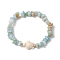 Natural Flower Amazonite Chip Beaded Stretch Bracelets, with Dyed Synthetic Turquoise Beads for Women Men, Tortoise, Inner Diameter: 2-1/8 inch(5.5cm)