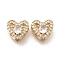 Brass Micro Pave Clear Cubic Zirconia and Glass Multi-Strand Links, Heart, Real 18K Gold Plated, 9x10x6.5mm, Hole: 1.8mm