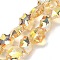 Electroplate Transparent Glass Beads, Star, Faceted, Half Plated, Gold, 10x10x5mm, Hole: 1mm, about 67~70pcs/strand, 24.33~25.28''(61.8~64.2cm)