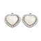 Rack Plating Alloy Resin Pendants, Heart Charms with ABS Imitation Pearl, Platinum, 21.5x22x7mm, Hole: 2mm