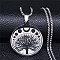304 Stainless Steel Enamel Necklaces, Tree with Moon Phases Pendant Necklaces, Stainless Steel Color, 19.53 inch(49.6cm)