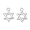 Brass Charms, Cadmium Free & Lead Free, Star Shape Charms, 925 Sterling Silver Plated, 8.5x6x0.2mm, Hole: 1mm