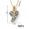 Brass Pave Colorful Cubic Zirconia Letter Pendant Box Chain Necklaces, Golden, Letter Y, 15.75 inch(40cm)