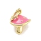 Real 18K Gold Plated Rack Plating Brass Enamel Charms, with Jump Ring, Long-Lasting Plated, Lead Free & Cadmium Free, Mushroom Charm, Hot Pink, 9x7.5x7.5mm, Hole: 3mm
