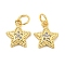 Rack Plating Brass Micro Pave Clear Cubic Zirconia Pendants, Long-Lasting Plated, with Jump Rings, Lead Free & Cadmium Free, Star, Real 18K Gold Plated, 11.5x10x2mm, Hole: 3mm