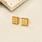 Brass Stud Earrings, Real 18K Gold Plated, Square, 8mm