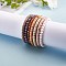 7Pcs 7 Style Handmade Polymer Clay Heishi Surfer Stretch Bracelets Set, Glass Beads Bracelets, Stackable Preppy Bracelets for Women, Chocolate, Inner Diameter: 2-1/8 inch(5.3cm), 1Pc/style
