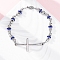 201 Stainless Steel Link Chain Bracelets, with 304 Stainless Steel Clasps and Rhinestone, Cross, Capri Blue, 8-1/2~8-3/4 inch(21.7~23.3cm)