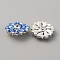 1-Hole Brass Shank Buttons, with Rhinestone and Glass, Garment Decoration, Flower, Royal Blue, 26x26x10mm, Hole: 2mm
