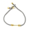 Braided Nylon Cord Bracelet Making, with Brass Findings, Real 18K Gold Plated, Light Grey, 9-1/2 inch(24cm), Link: 24x4mm