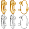 36Pcs 2 Colors Brass Clip-on Earring Findings, with Loops, Mixed Color, 16.5x7.5x13mm, Hole: 1.5mm, 18pcs/color