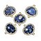 Natural Sodalite Faceted Oval Links, Rack Plating Brass Micro Pave Clear Cubic Zirconia Connector Charms, Golden, 20.5x17.5x4.5mm, Hole: 1.6mm