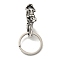 Tibetan Style 316 Surgical Stainless Steel Fittings with 304 Stainless Steel Key Ring, Skull, Antique Silver, 61.5mm