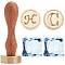 DIY Wax Seal Stamp Sets, Including 2Pcs 2 Styles Brass Stamp Head, with 1Pc Pear Wood Handle and 1Pc Velvet Pouches, Letter H & Letter C, 30x12mm, 1pc/style