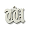 Non-Tarnish 201 Stainless Steel Pendants, Stainless Steel Color, Old Initial Letters Charms, Letter W, 19.5x22.5mm, Hole: 1.8mm