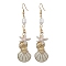 Alloy Enamel Dangle Earrings, with Acrylic Imitation Pearl Beads, Shell Shape, Golden, 85.5x24.5mm