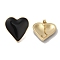 Heart 304 Stainless Steel Enamel Stud Earrings for Women, Real 18K Gold Plated, Black, 21x20.5mm