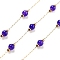 Handmade Round Dyed Natural Malaysia Jade Beaded Chains, with Ion Plating(IP) 304 Stainless Steel Paperclip Chains, Unwelded, Real 18K Gold Plated, Mauve, 2.2x1x0.5mm