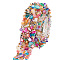 2Pcs Hotfix Rhinestone, with Gemstone and Rhinestone Trimming, Crystal Glass Sewing Trim Rhinestone Tape, Costume Accessories, Colorful, 20x3mm, 1yard/pc