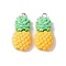 Opaque Resin Pendants, with Platinum Tone Iron Findings, Pineapple, Gold, 27.5x13x5.5mm, Hole: 2mm