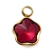 304 Stainless Steel Pendants, with Rhinestone, Real 18K Gold Plated, Ion Plating(IP), Star, Siam, 10x7.5x4mm, Hole: 1.8mm