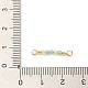 ラックメッキの丸いガラスビーズのコネクタチャーム、本物の18Kゴールドメッキの真鍮のパーツ  ミックスカラー  19.5~20x2.5x2mm  穴：1.8mm KK-M266-21G-3