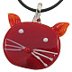 手作りランプワーク子猫ペンダント  猫の頭の形  ミックスカラー  39x38x5mm  穴：10mm LAMP-X485-M-2