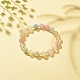Bracelet extensible perlé rond en agate naturelle avec graine de verre BJEW-JB08195-01-2