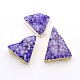Triangle Electroplated Natural Agate Crystal Brass Pendants G-N0145-02-1