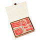 木製ラバースタンプセット  DIYクラフトカードスクラップブッキング用品  レッド  25.5~60x20~45x30mm  7個/箱 DIY-WH0224-17-6