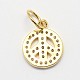 CZ Brass Micro Pave Cubic Zirconia Peace Sign Charms ZIRC-L018-05G-2